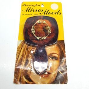 NIP VTG Bennington Mirror Moods Handheld Tortoise Tone for Purse & Travel V-900